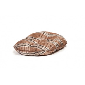 Small++ Brown Tartan Cushion Dog Bed - Danish Design Newton Truffle 21" - 53cm